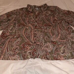 Catherines Multicolor Paisley Blouse 3/4 sleeves, petite plus